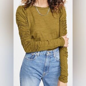 Free People Natasha Tee in Olive Green, Size M
